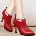thumbnail image 4 of Red Women'S Fashion Boots With Pointed Toe And High Heel, Mid-Calf Design For A Polished Outfit, 4 of 7
