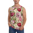 thumbnail image 2 of Lsque Tulips Flowers Print Men's Cotton Blend Sleeveless Muscle Shirts (S-3XL)- Moisture Wicking, Odor Protection, UPF 30+,3X-Large, 2 of 8
