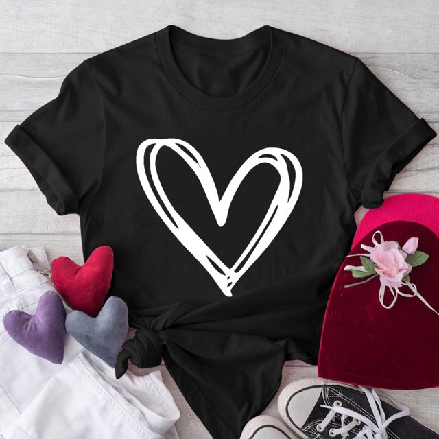 Mareep T-shirt pour Femmes S-3TG T-shirt Uni Décontracté Col Rond Manches Courtes Cadeau de la Saint-Valentin