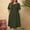 B213 Army Green womens summer dresses clearance under $5, variant on Xqxayjr Wedding Guest Dress for Women Summer Casual Loose Round Neck Pleated Short Sleeve Cotton Linen Flowy Swing Aline Knee Length Midi Dress Hide Belly Vestidos de Verano para Mujer