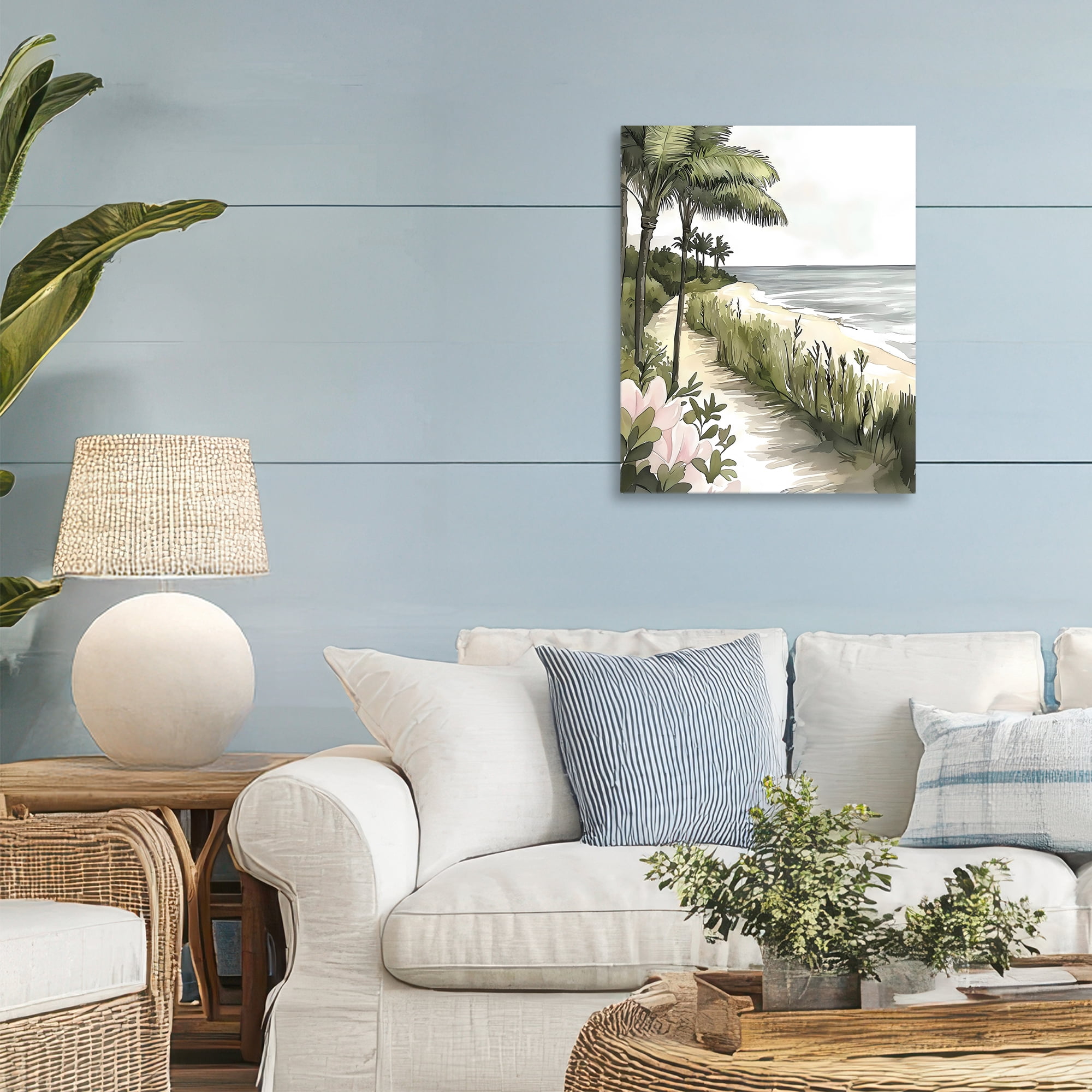 Stupell Industries Coastal Calm Palm Tree Pathway Canvas Wall Art, design by Riley B