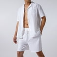 thumbnail image 2 of Luiryar Men's 2 Pieces Shirt Shorts Set Short Sleeve Cotton Linen Button Down Casual Hippie Holiday Beach Outfits, 2 of 8