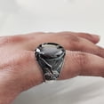 thumbnail image 4 of Hematite Mans Ring, Natural Hematite Mens Ring, Eagle Unisex Ring, Silver Jewelry, 925 Silver Ring, Birthday Gift, Heavy Men Ring, Arabic Design, Ottoman Style Ring, Christmas, Turkey Mens Signet Ring, 4 of 7