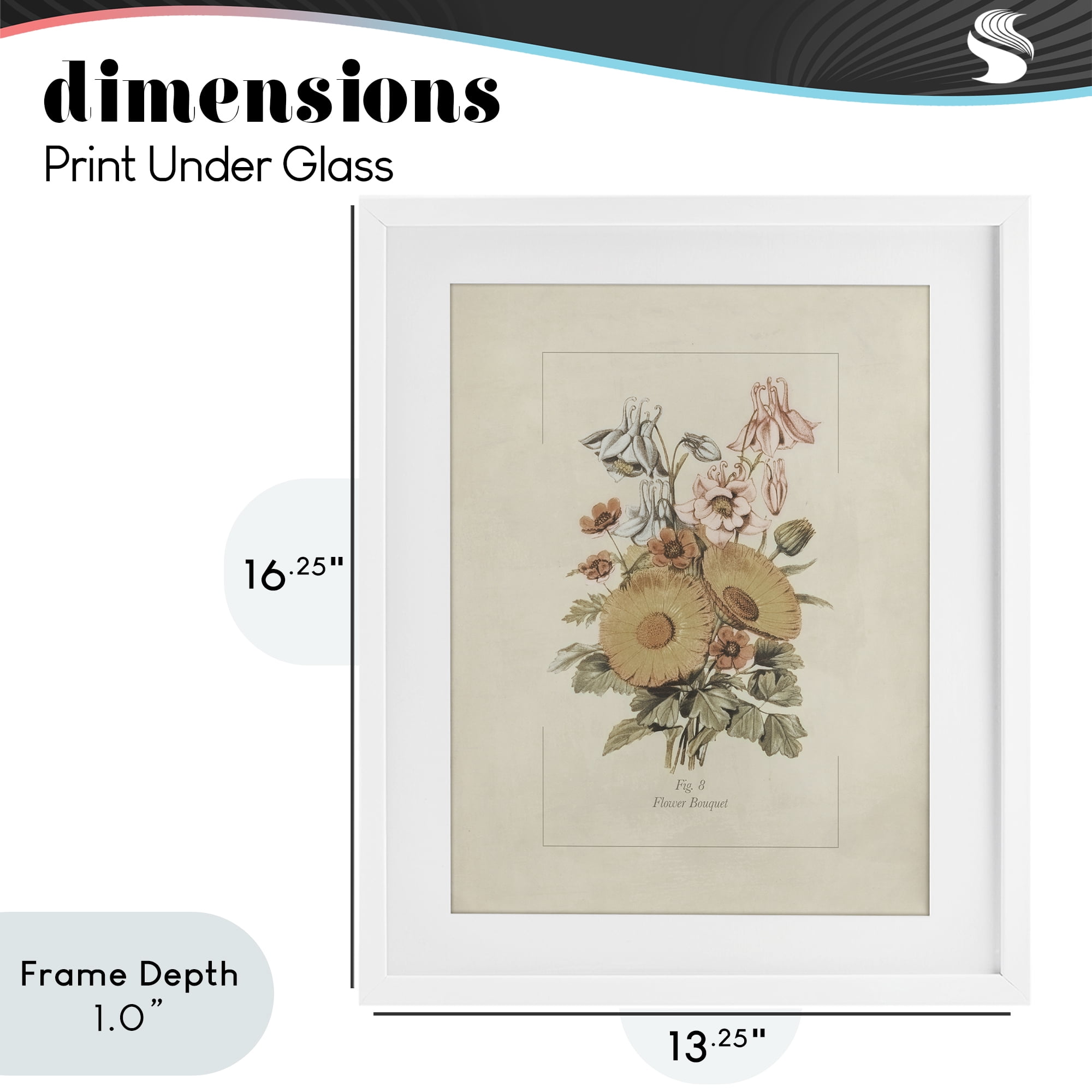 Stupell Industries Flower Bouquet Vintage Garden White Framed Print Under Glass, design by Dan Meneely