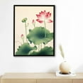 thumbnail image 4 of ONETECH NWT Framed Canvas Print Wall Art Japanese Style Watercolor Pink Lotus Flowers Floral Plants Illustrations Modern Art Rustic Scenic Colorful Pastel for Living Room, Bedroom Office 12x16in, 4 of 4