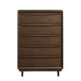 thumbnail image 4 of Walnut Finish Classic Modern King Size Bedroom Set 5pc Platform Bed Upholstered Headboard, 4 of 7