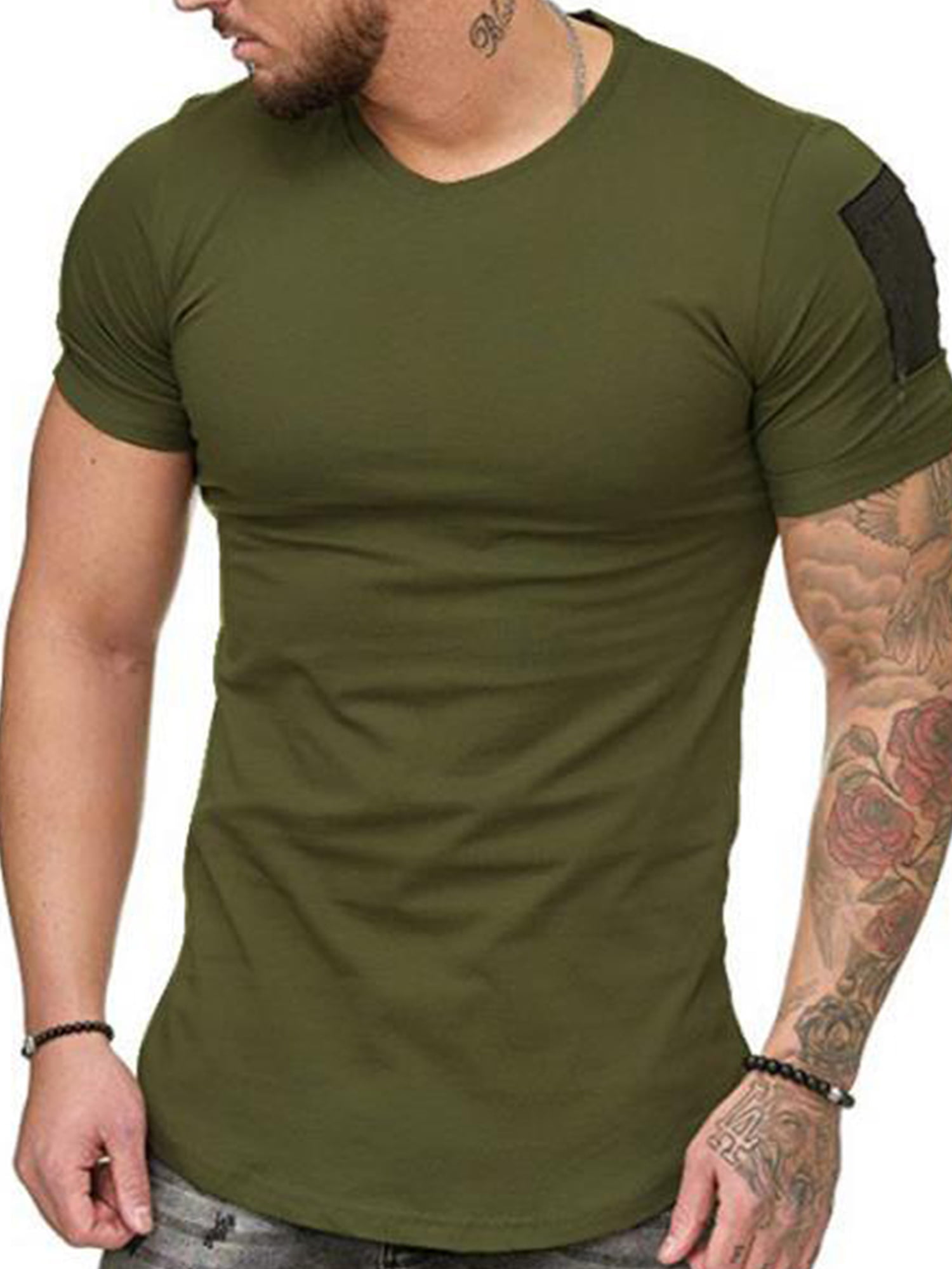 Lallc - Mens Slim Fit Short Sleeve T-Shirt Muscle Casual Blouse Top