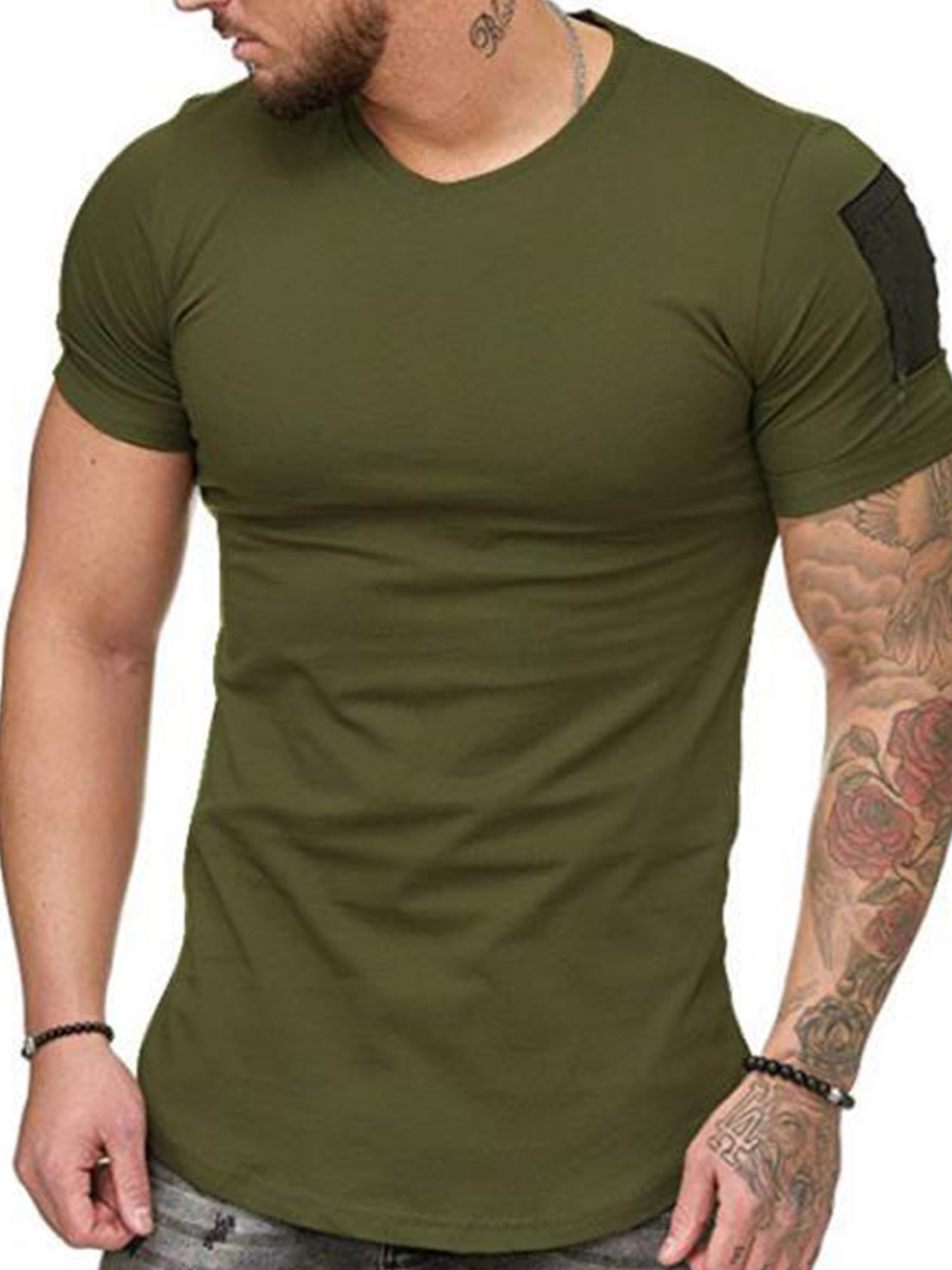 Lallc Mens Slim Fit Short Sleeve T Shirt Muscle Casual Blouse Top Summer Shirts