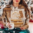 thumbnail image 4 of IROINNID Sweatshirt for Women Loose Fit Crewneck Pullover Funny Christmas Printed Long Sleeve Winter Trendy Sweatshirt,Khaki, 4 of 6
