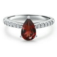 thumbnail image 3 of Gem Stone King 10K White Gold Red Garnet and Lab Grown Diamond Engagement Ring for Women | 1.18 Cttw | Pear Shape 8X5MM | Gemstone January Birthstone | Size 8, 3 of 6