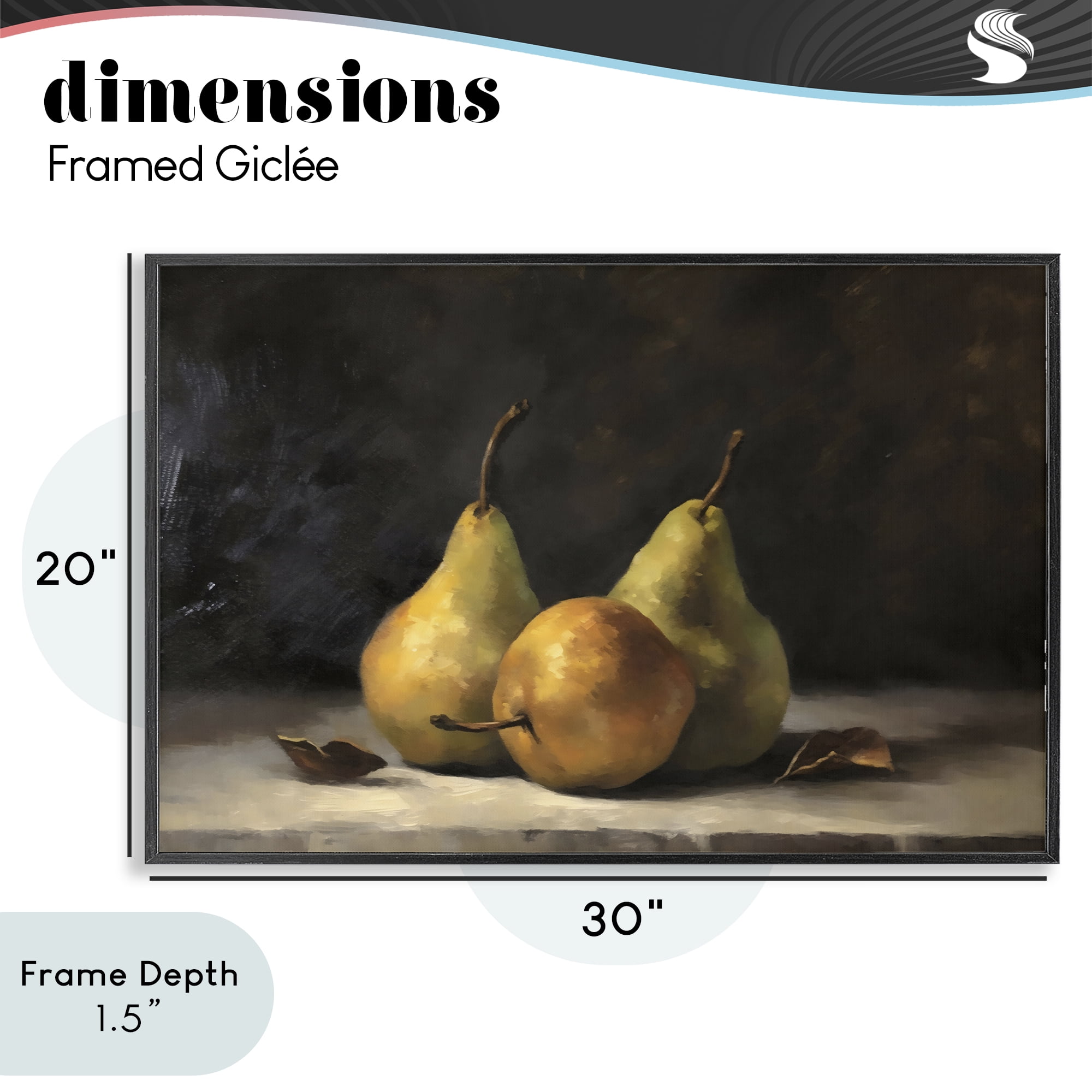 Stupell Industries Three Pears on Marble Black Framed Giclee Art, design by Creative Studio