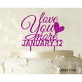 thumbnail image 1 of """Love You More"" Wedding Cake Topper Personalized Glitter Cake Topper Cake Decorations Color Option Available 6""-7"" Inches Wide", 1 of 1