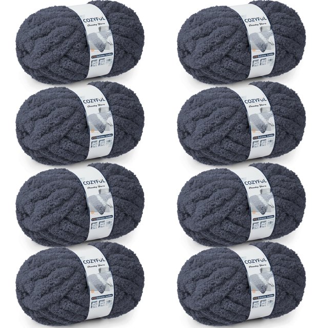 Harn Cozyful Chunky Chenille #10 para tejer a mano 8 madejas
