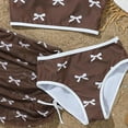 thumbnail image 7 of vigerkar Girls 3 Piece Swimsuits Bathing Suit Cute Ruffle Bow Print Bikini Set with Skirt Kids Swimwear Size 8-12 Years (Coffee, 10Y), 7 of 7