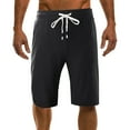 thumbnail image 2 of cllios Mens Linen Shorts Classic Solid Color Beach Shorts Big and Tall Drawstring Elastic Waist Pocket Capri Pants Black 2XL, 2 of 7