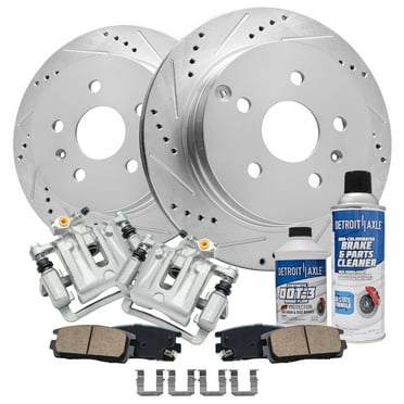 Detroit Axle - Rear Brake Kit for 10-17 Chevy Equinox GMC Terrain Drilled & Slotted Brake Rotors Brake Calipers w/Brackets Ceramic Brakes Pads 2011 2012 2013 2014 2015 2016 Replacement