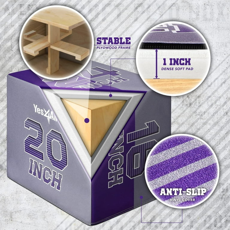 Yes4All 3 in 1 24 x20 x16 Soft Plyo Box Wooden Core Foam for Jumping Exercise Crossfit Basketball Version