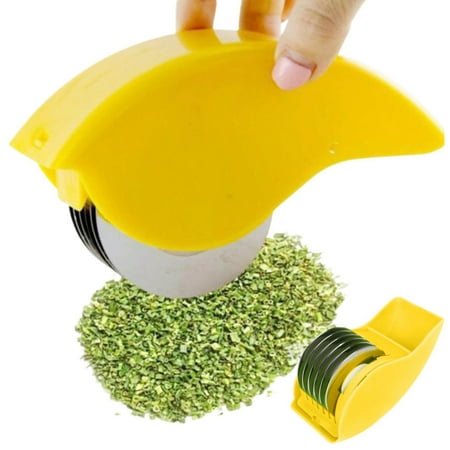 

HMPEAIIY Cilantro Chopper Roller With 6 Manual Parsley Chopper Stainless Steel PP Cutter Roller Detachable Washable Cilantro Cutter For Home Appliances Bedroom before Christmas Storage Container