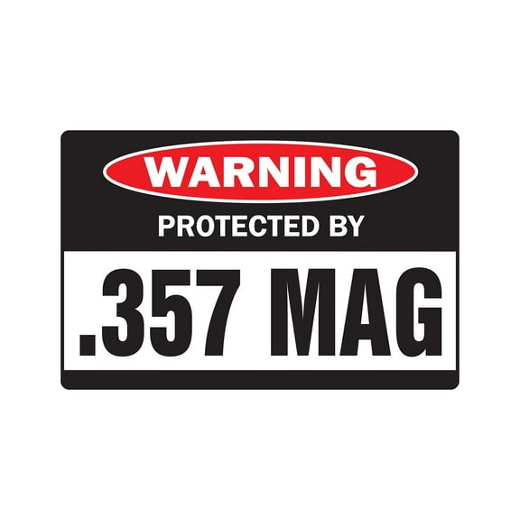 Protected By .357 Mag Warning Aluminum Sign | Indoor/Outdoor | Funny Home Décor for Garages, Living Rooms, Bedroom, Offices | SignMission Gun Lover Big Shot Shoot Nra Guns Security Sign
