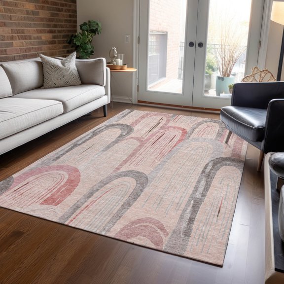 Addison Rugs Machine Washable Indoor/ Outdoor Funky Contemporary Chantille Rug 10' x 14' - Salmon