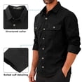 thumbnail image 4 of LEDUNTINO Mens Button-Down Shirts 100% Cotton Long Sleeve Casual Regular Fit Button Up Work Shirts, 4 of 7