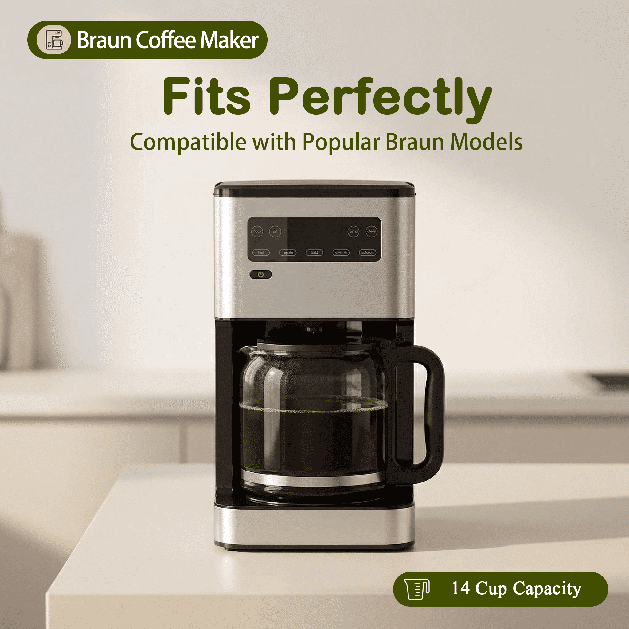 14-cup coffee maker replacement parts, compatible only with Braun coffee makers models KF5650WH and KF5650BK