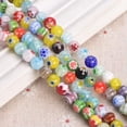thumbnail image 4 of U8MO 45pcs Flower Pattern Round 8mm Millefiori Lampwork Glass Loose Beads Lot-Light Blue, 4 of 5