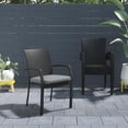 thumbnail image 2 of COSCO Outdoor Living Stacking Dining Chairs, 6-Pack, Black Wicker and Gray Cushion, 2 of 10