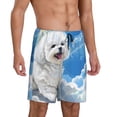 thumbnail image 2 of Balery Cute Cloud Bichon Frise Pantalones cortos de pijama de punto de algodón para hombre con cinturilla y bolsillos-3X-Large, 2 of 6