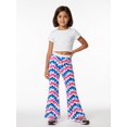 thumbnail image 3 of 5-6Y Girls Colored Flared Pants Digital Print Trousers Slim-Fit Wide Leg Flare for Spring Summer Autumn, 3 of 6