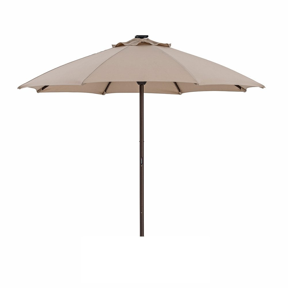 Sorara Outdoor 9 Ft Patio Umbrella Sunbrella Canopy Solar Ed 64 Led Light With Usb Charger Automatic Opening Market Table 8 Ribs