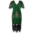 thumbnail image 5 of PrettyGuide Women's 1920s Dress Sequin Art Deco Flapper Dress with Sleeve, 5 of 7