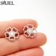 thumbnail image 2 of Pendientes bohemios de flor de cerezo para mujer, joyería de moda, Pendientes de tuerca de flor rosa de acero inoxidable, Piercing de oreja de fiesta, 2 of 2