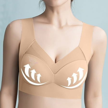 Juslio Minimizer Bras for Women Athletic Lace Wirefree Solid Vest Breasted Bra