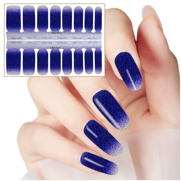 Sandistore Stick on Nails Short Clear Nail Stickers Glitter Gradient Color Full Wraps Polish Stickers Decal Strips Self-Ashesive Nail Sticker Sets For Women Girls Manicure Ideas for Short Nails