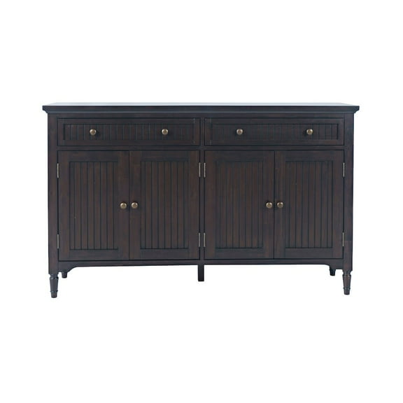 Jofran 58" Slat Panel Door Sideboard Cabinet - Transitional Storage, Adjustable Shelves