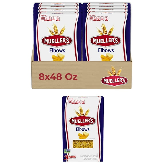 Mueller’s Elbow Macaroni (8-Pack, 48 oz Each) – A bulk-sized classic perfect for mac and cheese, pasta salads, and hearty casseroles.