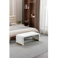 thumbnail image 5 of 43.3" Foot of Bed Benches, Bedside Bench for Bedroom, Tufted Bench Ottoman Footstool Bedroom Bench Shoe Bench With Gold Metal Legs, Ivory, 5 of 7