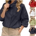 thumbnail image 2 of HongQid Stand Collar Windbreaker Jacket for Women Long Sleeve Elastic Cuff Drawstring Hem Loose Outerwear Casual Travel Camping Spring Fall Outfits Ladies Fashion Lightweight Outer Coat, 2 of 7