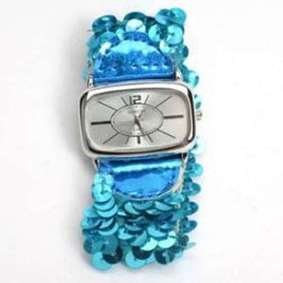 Sequin Band Fashion Watch - Blue Sequins