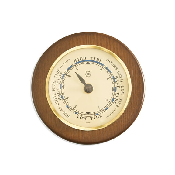 Tide Clock on 5" Cherry Wood with Brass Bezel.