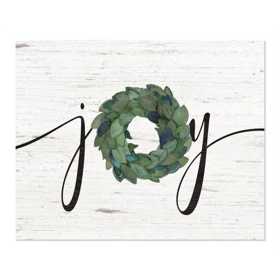 Joy Wreath Rustic Wood Wall Sign 12x15