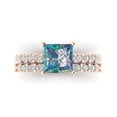 thumbnail image 2 of Clara Pucci 18K Rose Gold Princess Cut 2Ct Synthetic Blue Moissanite Engagement Ring + Matching Band - Luxury Box Included, 2 of 7