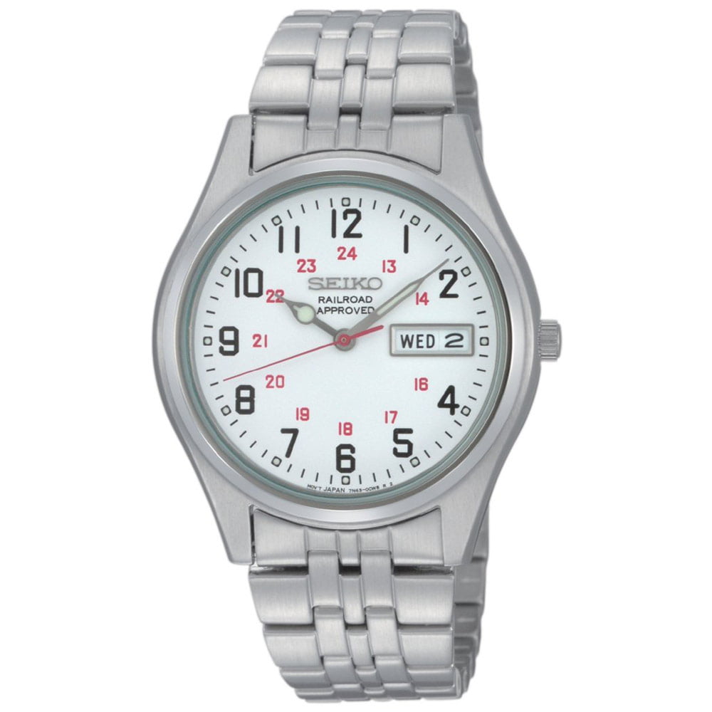 Seiko Men's SGGA59 Railroad Approved White Dial Steel Bracelet Quartz Watch  