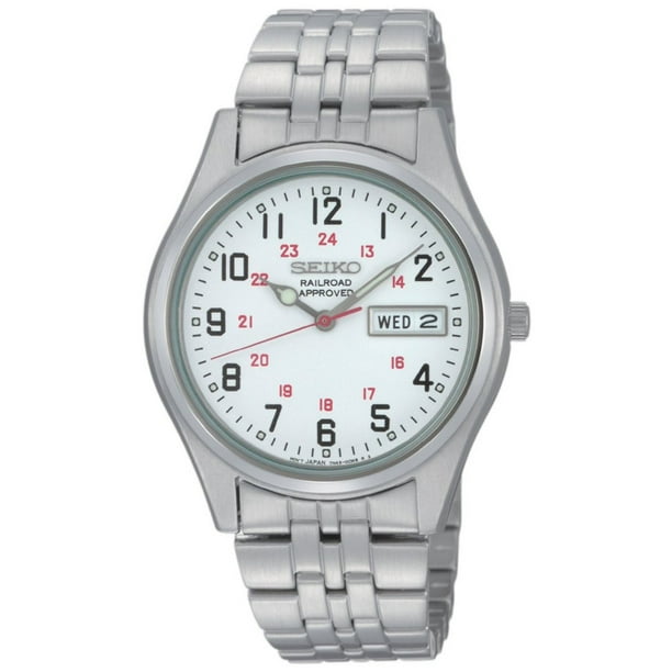 Seiko Seiko Men's SGGA59 Railroad Approved White Dial Steel Bracelet Quartz Watch Walmart