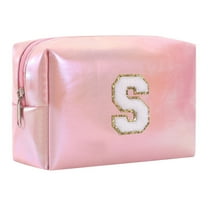 Large Capacity Embroidered Alphabet Makeup Bag Toiletry Bag Travel Storage Clutch Handbag Cosmetic Organizer for Stylish