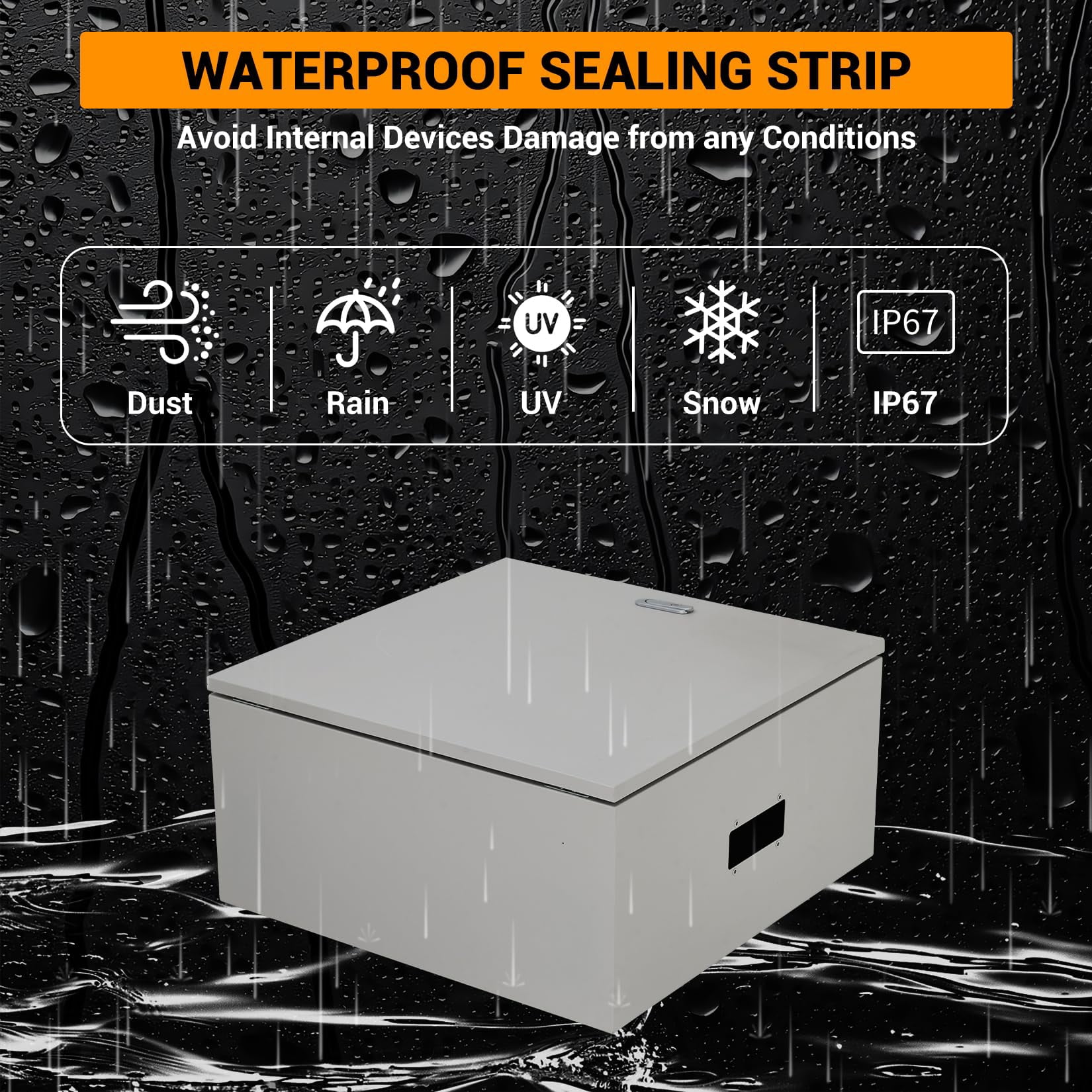 Kojooin Lockable Outdoor Electrical Box, NEMA 4X Steel Enclosure, IP67 Waterproof Dustproof Junction Box with Mounting Plate and Key for Indoor Outdoor