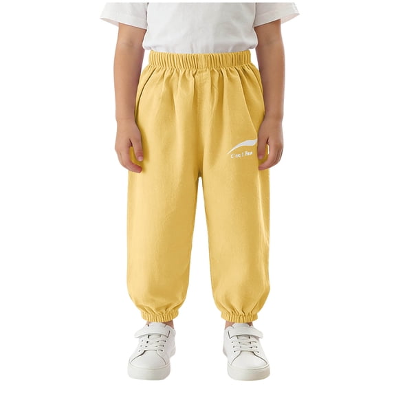 AherBiu Baby Toddler Clothes Kids Girls Sunproof Pants Lightweight Casual Loose Elastic Waisted Joggers Pants(2-3 Years,Yellow)