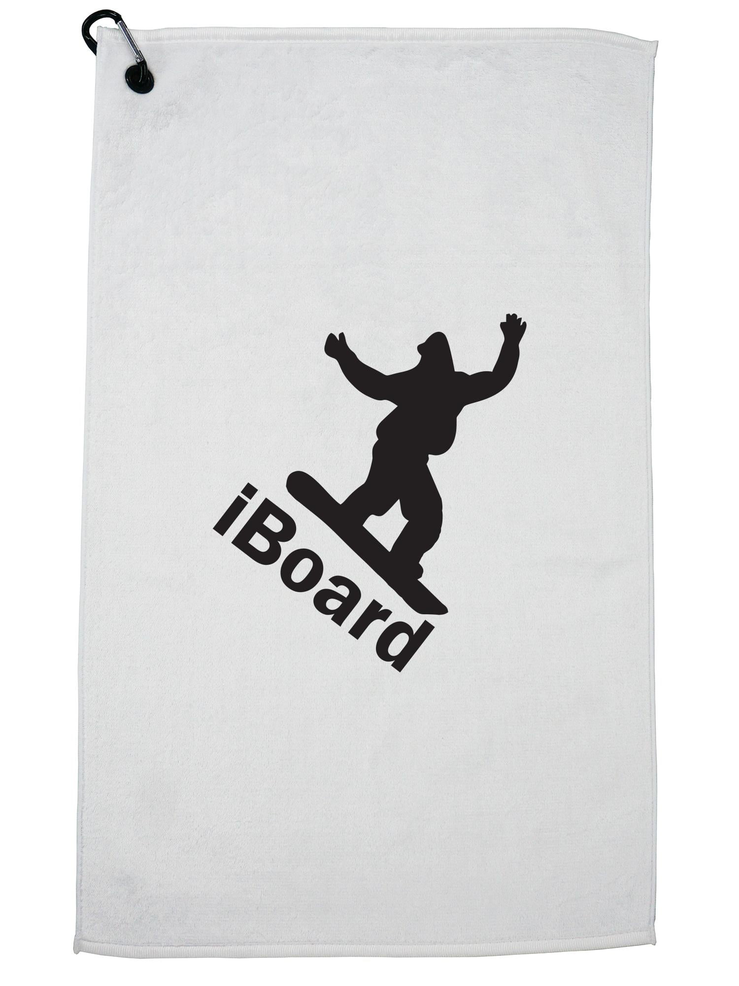 iBoard Snowboarding Very Cool Silhouette Golf Towel with Carabiner Clip by Hollywood Thread