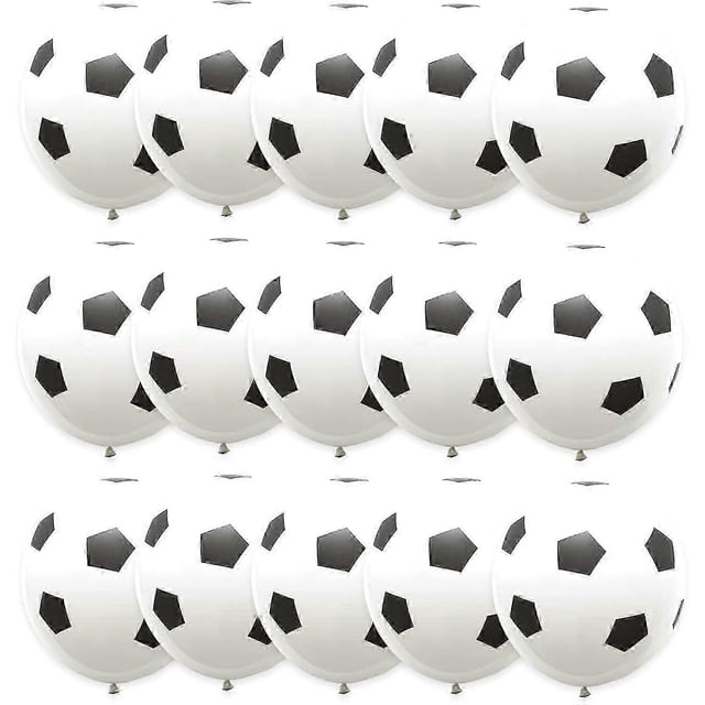 15 globos de fútbol de 12 pulgadas, globos de cumpleaños en blanco y negro para fiestas temáticas deportivas y decoración de fiestas de la Copa Mundial de Fútbol.
